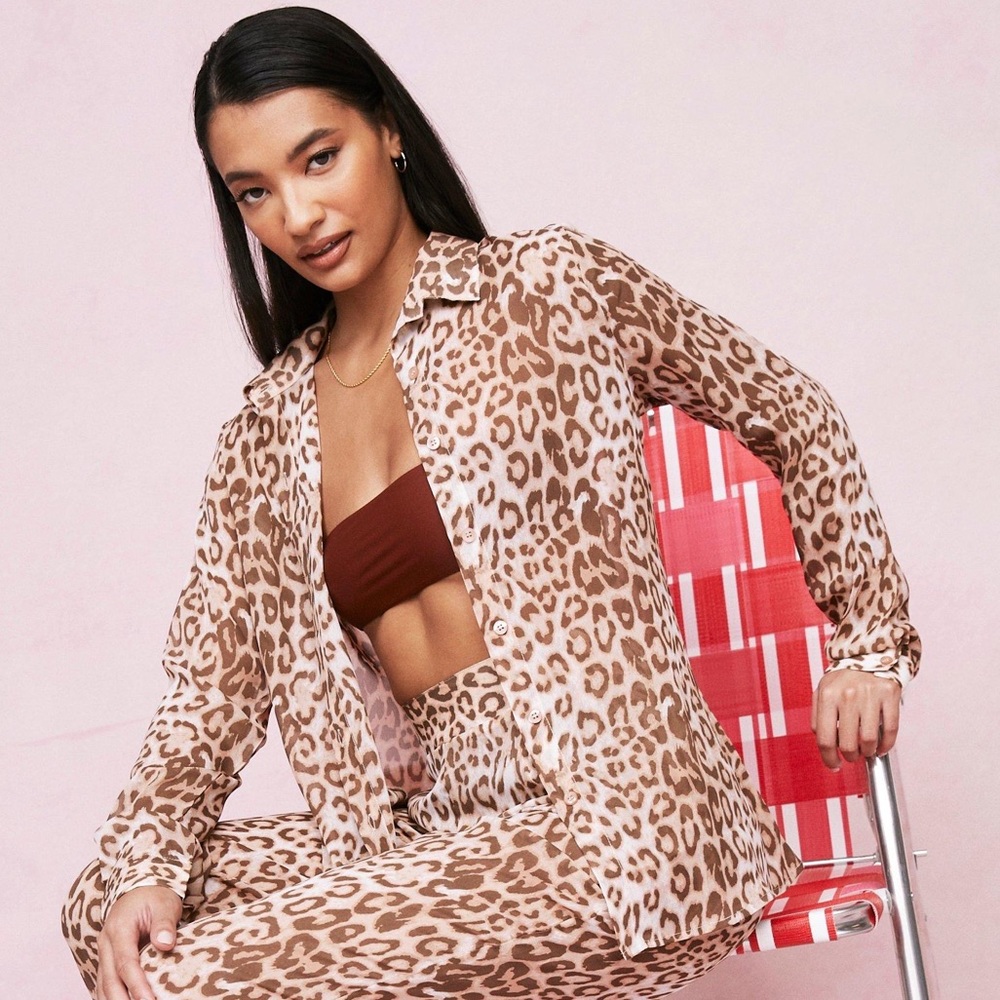 Nasty Gal Leopard Print Shirt